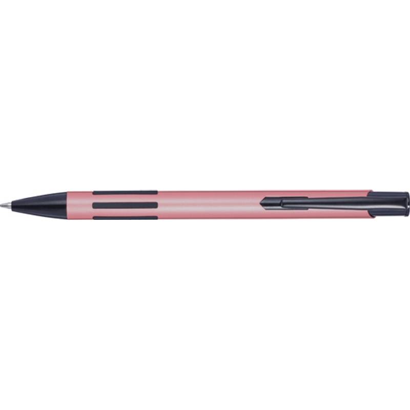 Kovové guľôčkové pero s gumovým úchytom, ružová Kovové guľôčkové pero s gumovým úchytom, ružová